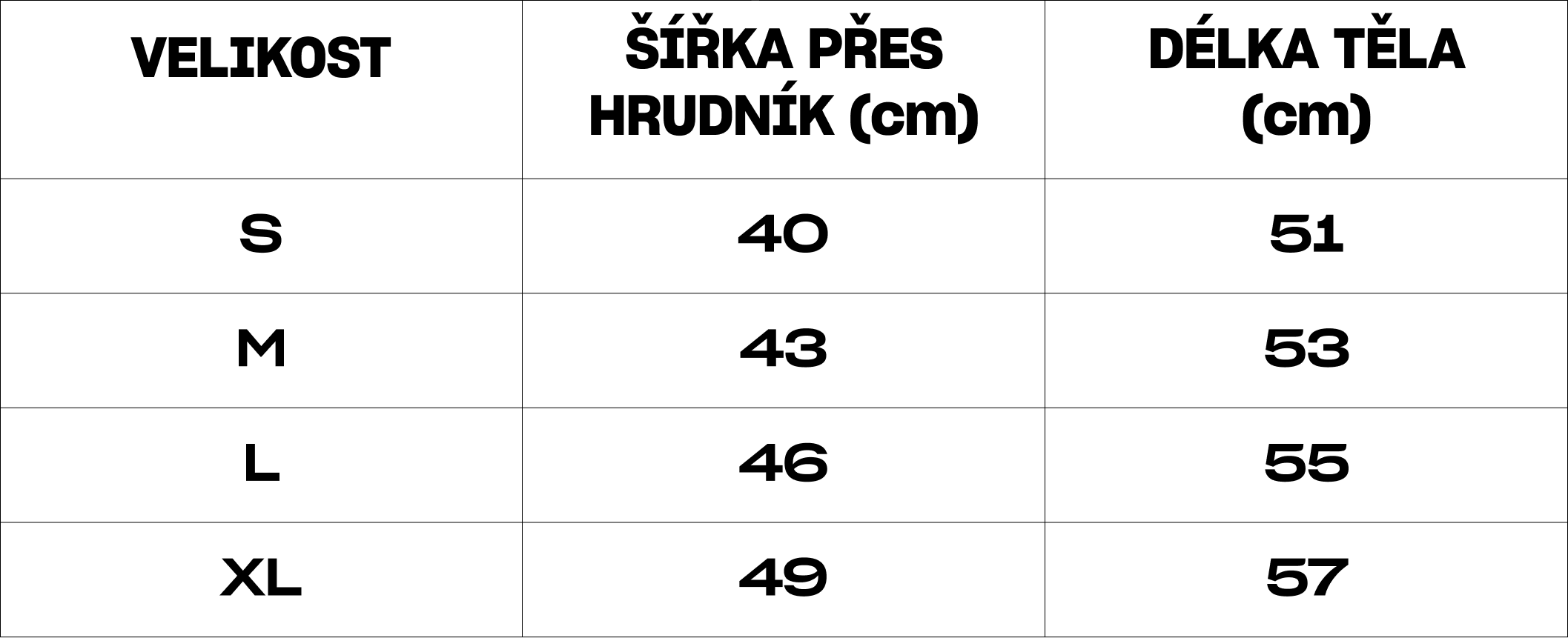 Tabulka velikosti Sols Lilia